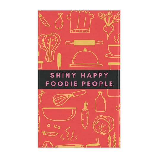 Shiny Happy Foodie Tea Towel - Red and Black