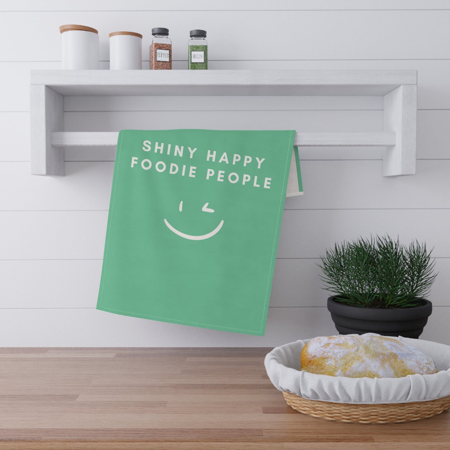 Shiny Happy Foodie Tea Towel - Green