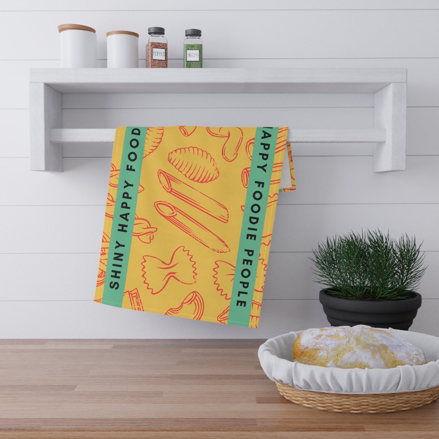 Shiny Happy Foodie People Tea Towel - Yellow